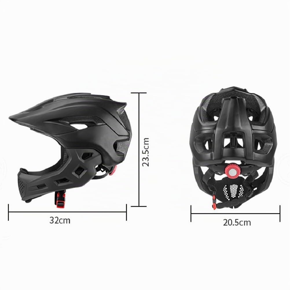 Casco integrale da bici per bambini, 2 in 1, per bici da cross, mountain bike, BMX, skateboard, con mentoniera rimovibile, 13 prese d'aria