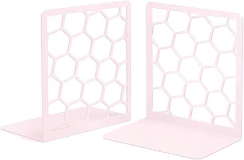 Miniatura 12 de GEOMOD Sujetalibros geométricos de metal salvia con forma de panal de abeja, extremos altos y resistentes para estantes, moderno y resistente