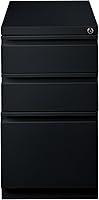 Vista 4 de WorkPro Archivador de pedestal móvil vertical de 23 "D con 3 cajones tamaño carta, metal, negro