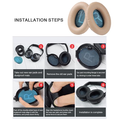 QC35 QC35ii Almohadillas suaves de cuero para orejas, reemplazo VIIMAKE para auriculares Bose QuietComfort QC35 QC35II, espuma de alta densidad - Duradero (QC35/QC35II Khaki) miniatura 6