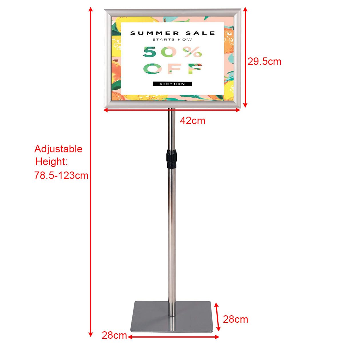 COSTWAY Porte Affiche sur Pied A3 Lot de 2, Présentoir sur Pied Rotation 360 Degrés, Hauteur Réglable 78,5-123 cm, Cadre en Alliage d'Alu, Tube en Acier INOX, Support Affichage A3 (Argent x 2, A3)