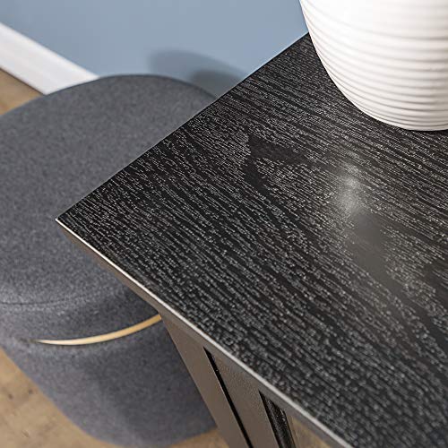 Walker Edison Rustic Wood And Glass Fireplace Tv Stand For Tv's Up To 64" Flat Screen Living Room Storage Cabinet Doors And Shelves Entertainment Center, 58 Inch, Black #TOP5