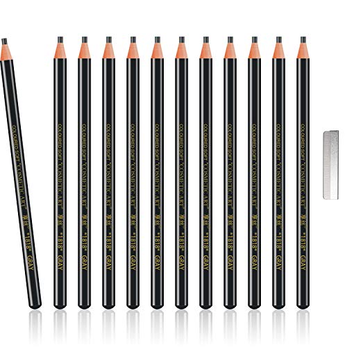 Gray Eyebrow Pencil Pull Cord Peel-off Tattoo Makeup and Microblading Kit, Filling and Outlining Waterproof and Eyebrow Liner Pencil Set of 12 Pieces