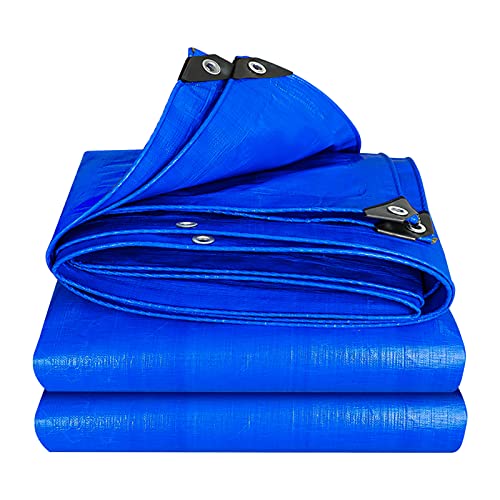 Lona Impermeable de Alta Resistencia - Lona de PE Multiusos con Ojales Reforzados, Cubierta Azul de Primera Calidad para Camping al Aire Libre, jardinería y protección de Equipos - 160 g/m²