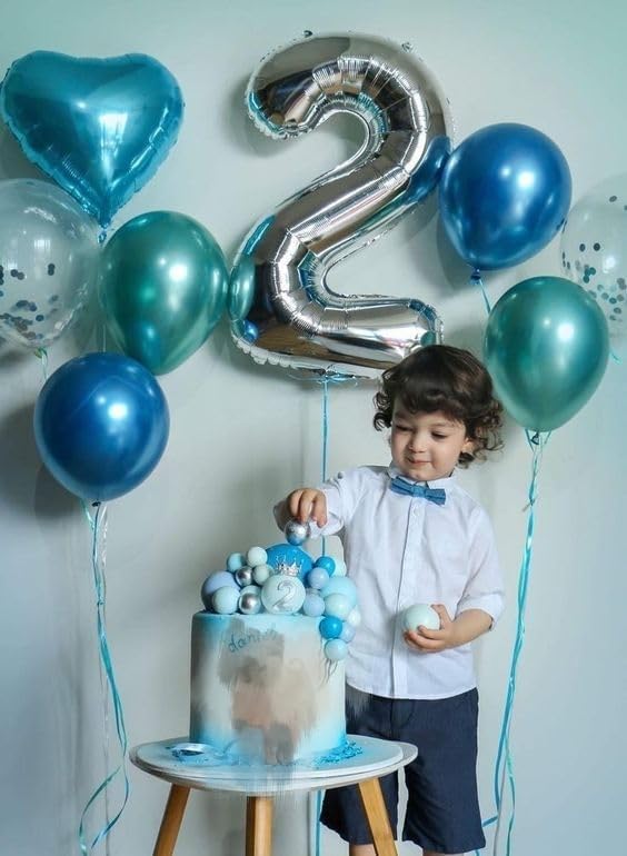 Image of 27 Balloon 40 inch Silver Number Balloons for 27 Birthday Party Decoration | Saturated Color, Large 40 in, With Straw & Hanging Hole, For Graduation Season, Thanksgiving, Anniversary, Christmas