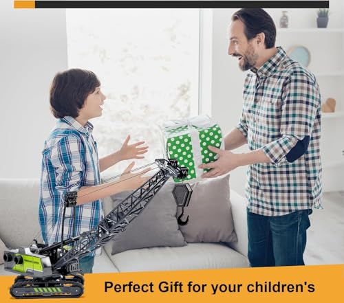 Image of Friction Powered Tower Crane Construction Truck Die Cast Model Long Crane Toy for Kids Boys Telescopic Arm Excavator Crawler Car Pull Back Vehicle (Multicolor)