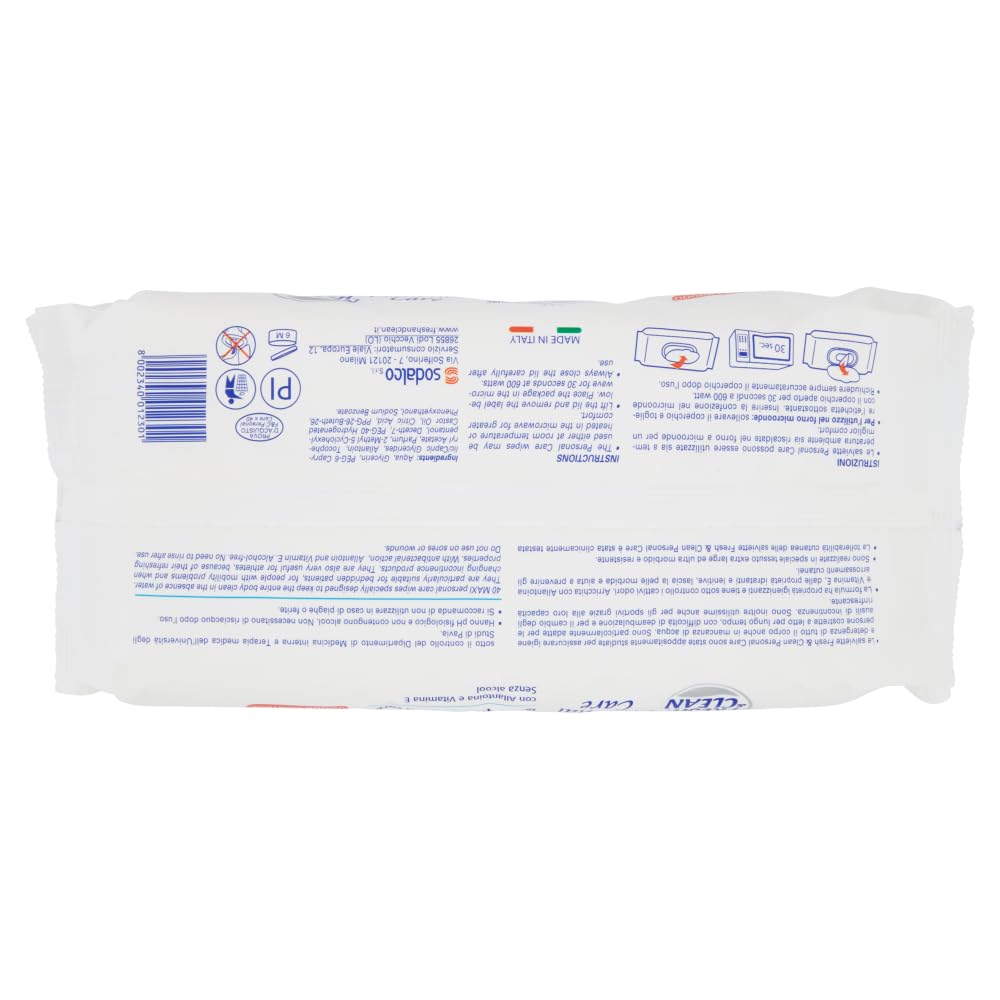 Fresh & Clean Salviette Maxi Umidificate per Igiene Quotidiana del Corpo, Confezione da 40 pezzi (4 Confezioni)