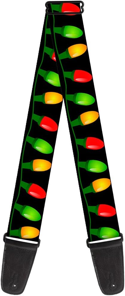 Buckle-Down Guitar Strap Christmas Lights Black Multi Color 2 Inches Wide (GS-W35570)