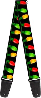 Buckle-Down Guitar Strap Christmas Lights Black Multi Color 2 Inches Wide (GS-W35570)