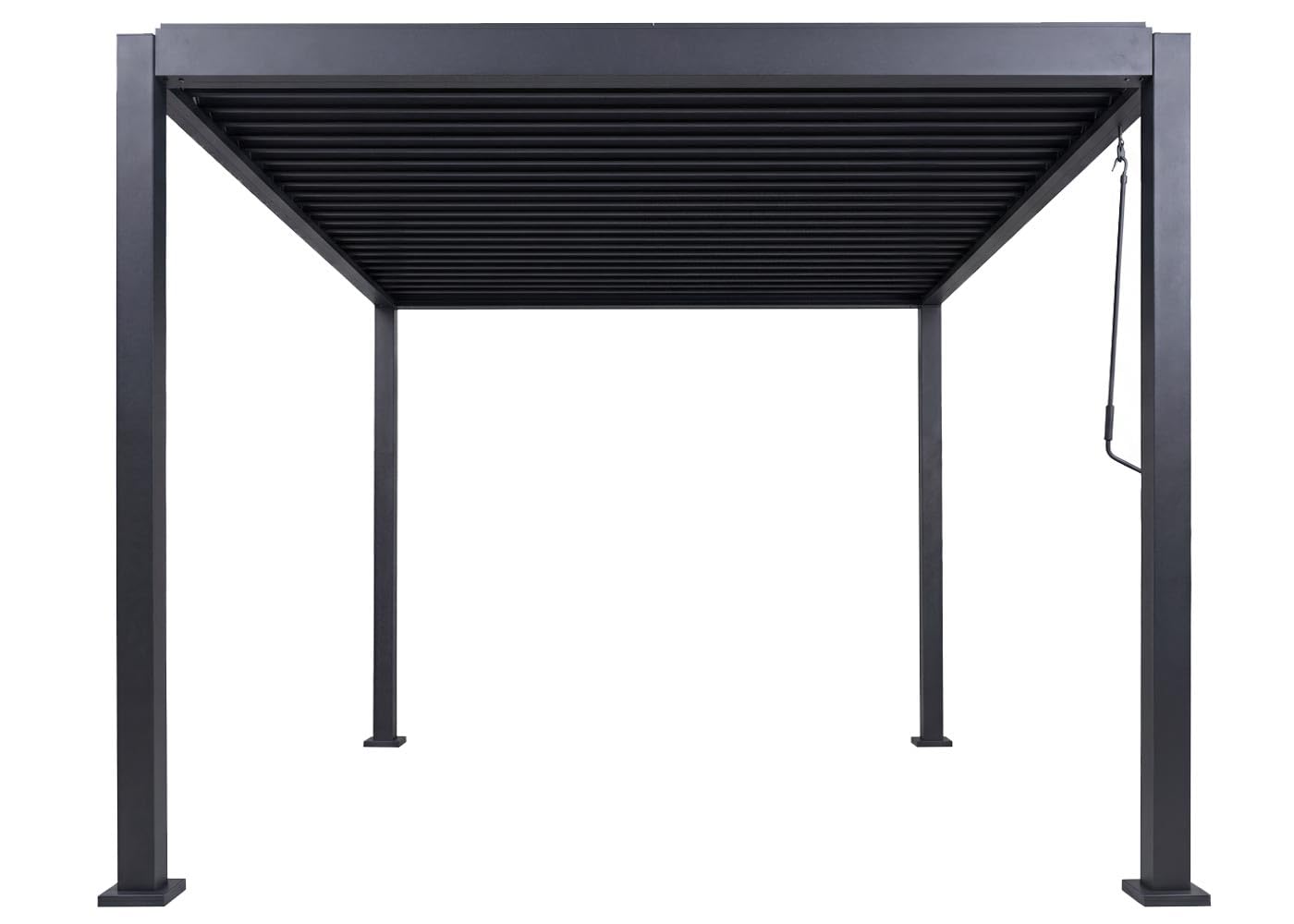 Pergola Mendler HWC-P65, pawilon ogrodowy na taras, pawilon z lamelami, stabilna rama aluminiowa 10 cm, wymiary: 3 m x 3 m - antracyt