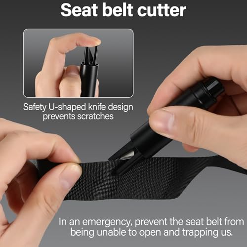 Zikenis 2 Stück Auto Sicherheitshammer,Multifunktional Gurtschneider Notfallhammer,2 In 1 Gurtschneider Notfallhammer,Glasbrecher Auto Essentials,Notfallhammer fürs Auto,Bus(Schwarz+Rot)