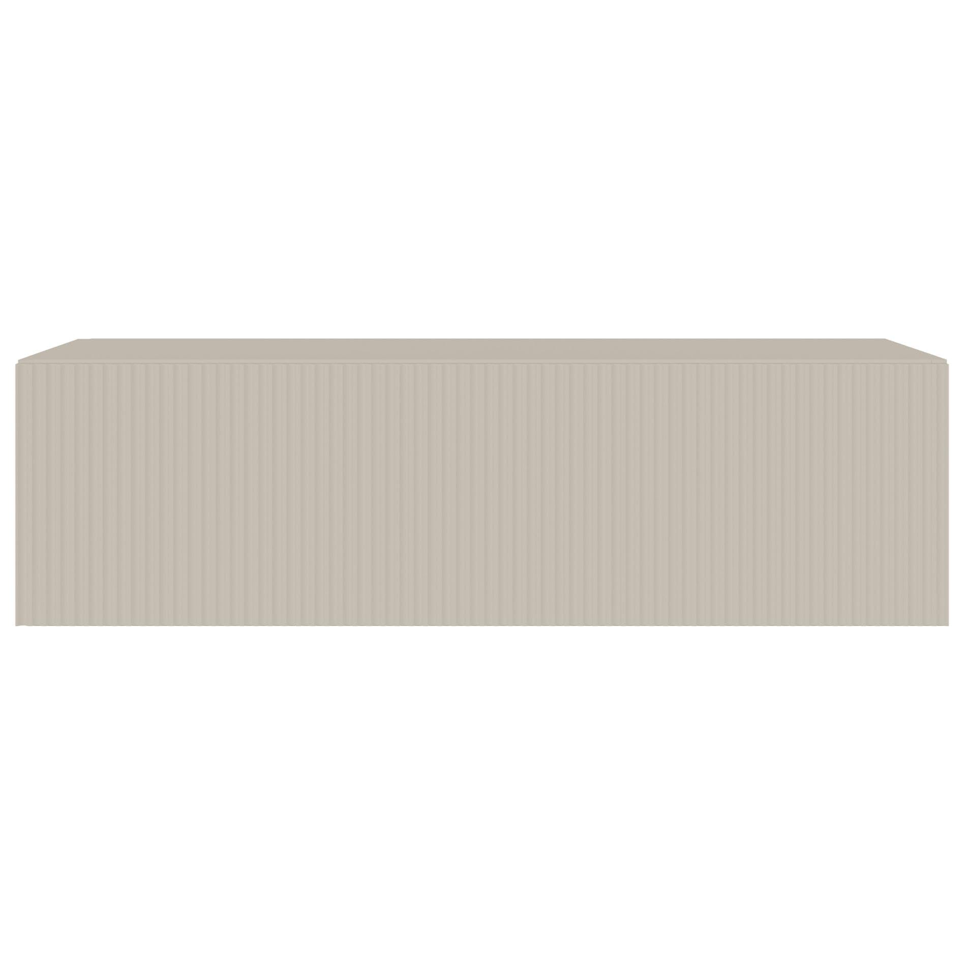 Selsey Meuble TV Suspendu 100 cm Greige Mat Design Moderne – Rangement à 2 Compartiments Façade Rainurée Idéal Déco Élégante et Contemporaine Salon/Chambre Panneau Laminé/MDF Solide