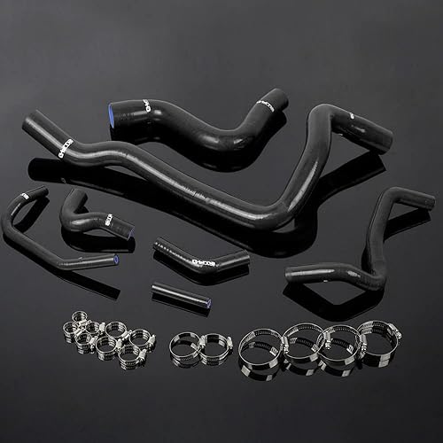 G-PLUS Kit de abrazaderas de manguera de radiador de silicona compatible con Volvo 97 850 T-5/1998-2000 S70/1998-2004 V70 7PCS negro