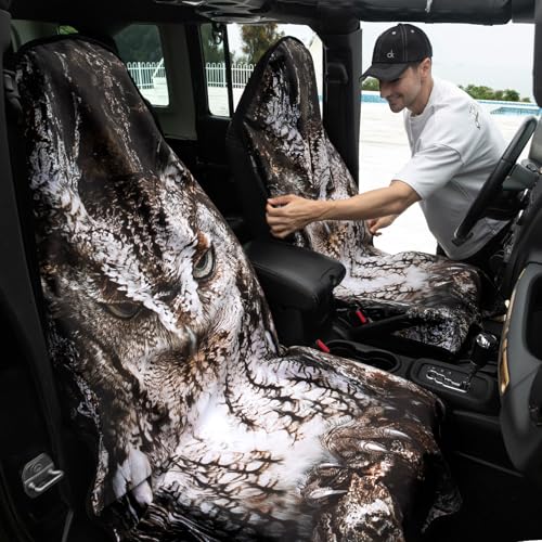 Image of All Weather Waterproof Car Seats Cover - Premium Sweatproof Car Seatcovers with Slip Resistant Backing for Front Seat in Cars Trucks SUVs - Universal Cloth Seats Liner Fit for After Athletic