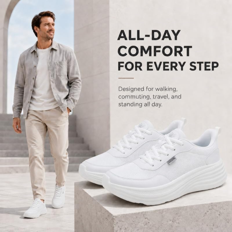 Men’s Wide Toe Box Walking Shoes, Orthopedic Sneakers for Men with Arch Support, Breathable Mesh Lace Up Tennis Shoes, Thick Cushion Sole Comfortable Work Shoes for Standing All Day