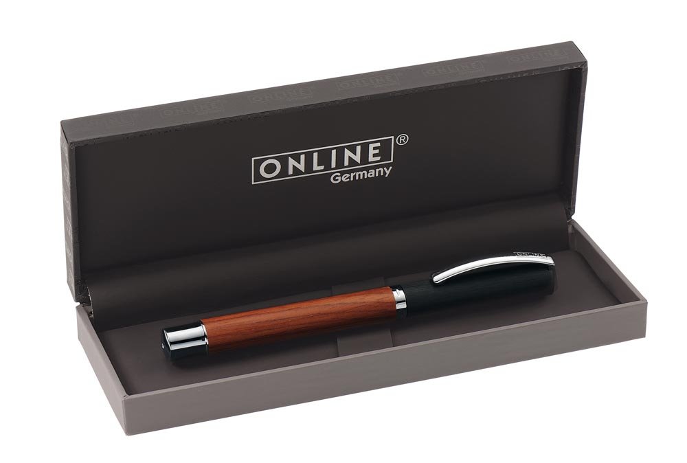 Online Dolma kalem Vision Rosewood, ahşap kaplamalı alüminyum, 0,8 mm, standart mürekkep kartuşları ve dönüştürücü için uygun, hediye paketinde 36942