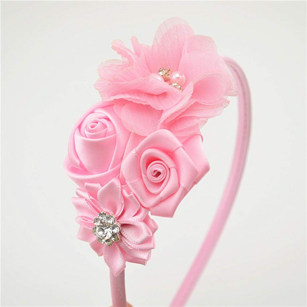 Stirnbänder Haarband Stirnband Rose Haarband Kinder Chiffon Blume Elastische Haarreifen Stirnbänder Mädchen Haarschmuck-Blau Haarschmuck(Pink)