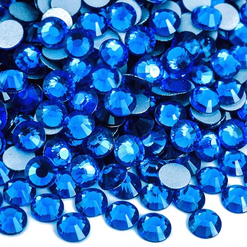 Image of 1440 Pieces SS20 /4.6-4.8mm Flat Back Crystal Rhinestones Round Gems for Nail Art,Capri Blue