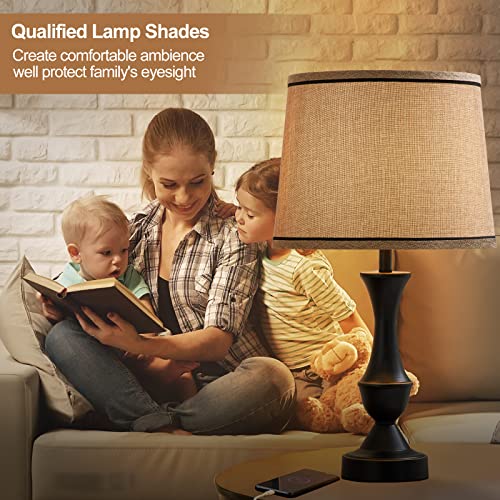 image for Luvkczc Brown Lampshades Set of 2, Medium Fabric Table & Floor Lamps, 