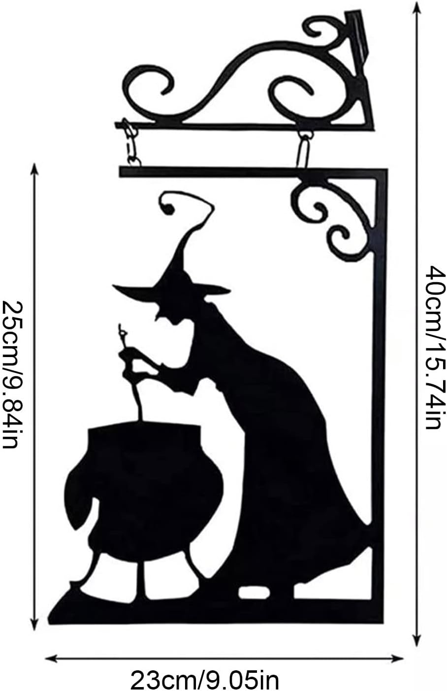 Witch Cauldron Silhouette - Metal Sign, Wall Decor, Hanging Wall Art for Garden