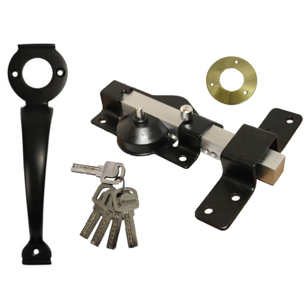 Verrou de sécurité 50/70 mm de long pour garage, abri de jardin, 5 clés et poignée (50 mm)