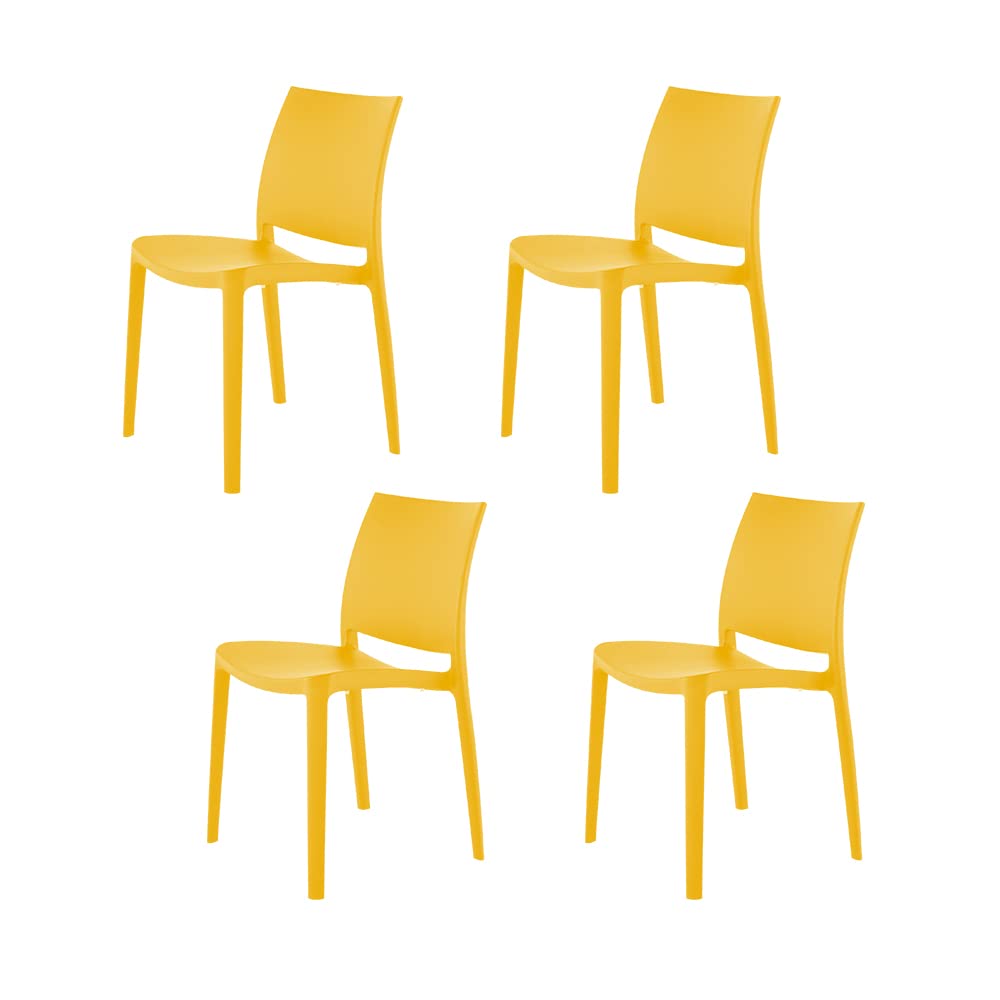 Lagoon Sensilla 7052, Plastic Chair for Dining Room, Fibreglass and UV Protector, Stackable, Brand 4 Pieces (Amber)