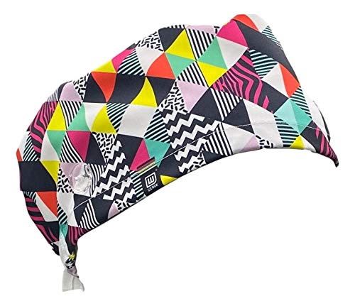 OP-Haube Stoff Für Männer/Frauen Sanitär Krankenschwester Zahnärztin Arzt Kinderarzt für langes Haar mit Seitenknöpfen und Schweißband - (Vinyl)