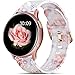 GEAK Compatible with Samsung Galaxy Watch 5 Band/Samsung Watch 4 Bands/Galaxy Watch 4 Band 40mm 44mm, 20mm Silicone Bands for Samsung Watch 5 Bands/Galaxy Active 2 Watch Band Women Men Pink Flower