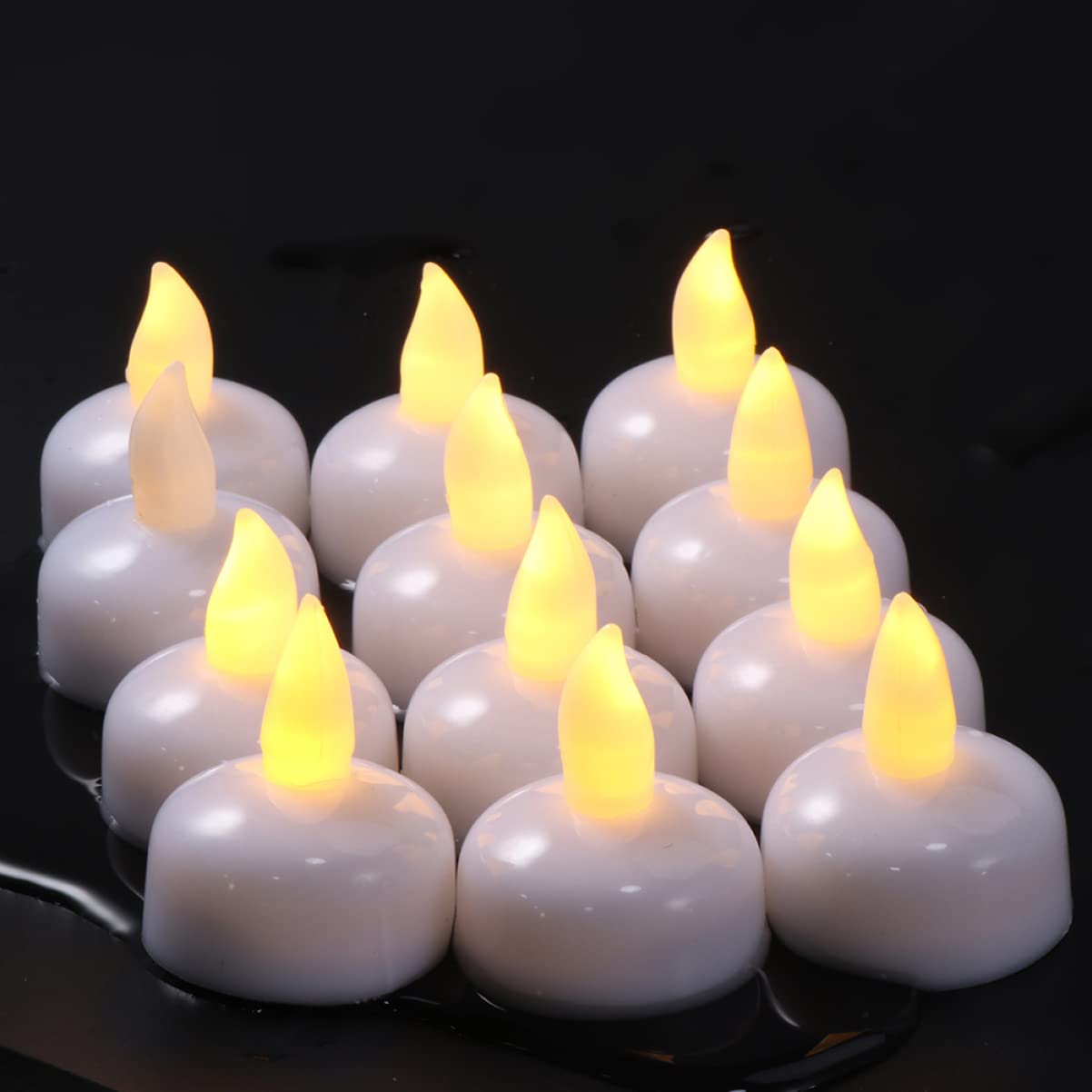 24 Piezas Velas Flotantes Impermeables de Luces LED Amarillas para Decoración de Bodas Velas de Té Electrónicas para Centros de Mesa