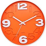  BUVU ZH09827B Reloj de Pared, Naranja, 30 x 30 x 5 cm