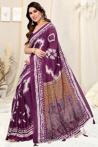 Image of MIRCHI FASHION Saree for Woman Chiffon Shibori Printed | Lightweight Regular Use and Professional Office Sari with Blouse Piece