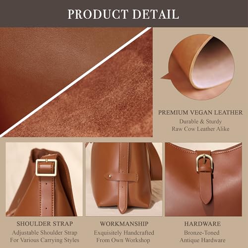 Bolso Hobo de cuero vegano vintage para mujer miniatura 4