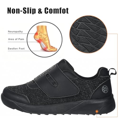 Image of Sisttke Women's Diabetic Shoes Wide Toe Box Slip-On Shoes | Elderly Footwear for Swollen Feet, Edema, Neuropathy & Foot Pain Relief