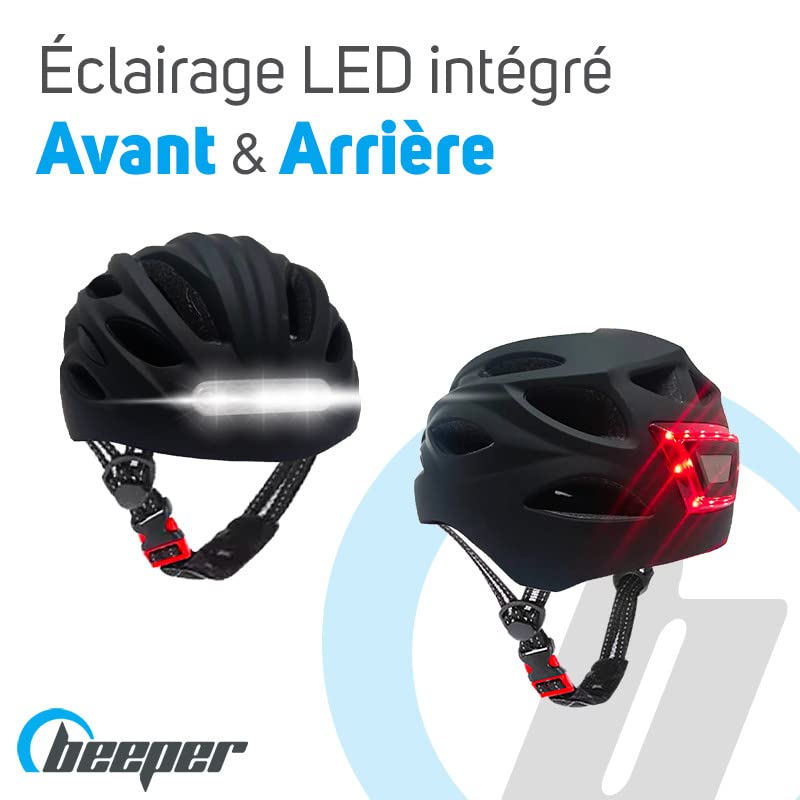 BEEPER - Casco con LED anteriore e posteriore per bicicletta, mountain bike, monopattino elettrico ME134
