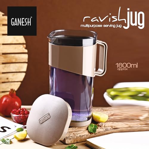 GANESH Plastic Ravish Jug with Lid to Serve Ice Tea, Juice, Cocktail, Mocktail, Beverages, for Dining Table-Color May Vary,1600 ml (Image - 4)