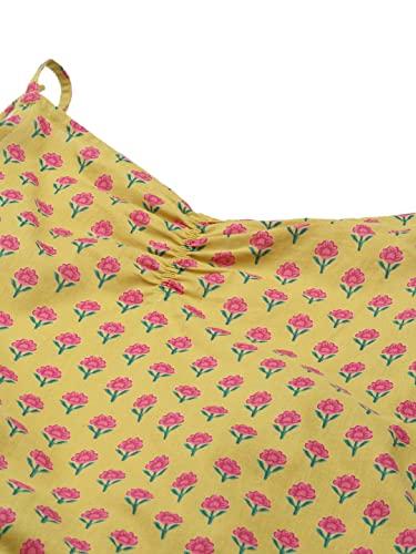 Image of FABRIC FITOOR Women's Mustard Color Cotton Knee Length Straight Strapy Kurti