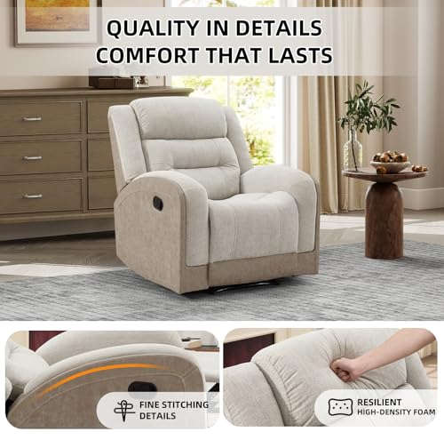 Sillón reclinable manual en tela beige suave miniatura 5