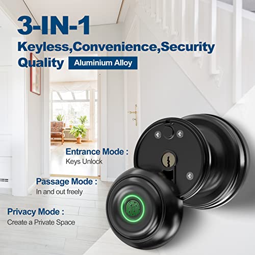 Geektale Fingerprint Door Lock Smart Door Knob, Biometric Door Lock Smart Lock Fingerprint Door Knob With App Control, Great For Bedrooms,Cloakroom,Apartments Offices,Hotels #TOP2