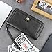 Feelorna Men’s Wallet, Minimalist Large Capacity Zipper PU Leather Wallet, Fashion Long Wallets Business Card Holder Phone Clutch Purse (Black)