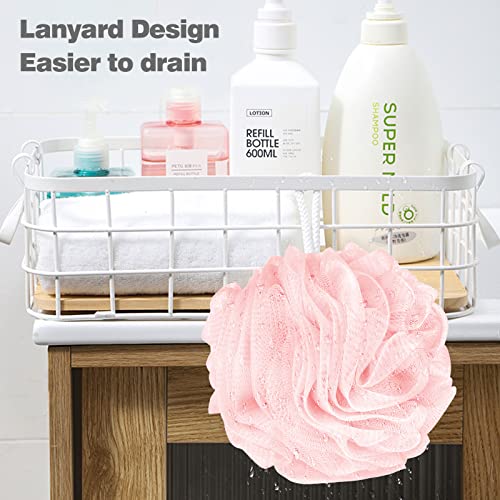 Image of Fu Store Loofah Sponge Shower Loofahs 4 Colors Bath Sponges Body Scrubbers | Mesh Balls 70g Luffa for Rich Lather Exfoliating Wash Back Scrubber Bathroom Men Women 4 Pack Cleaning Bathing Accessories