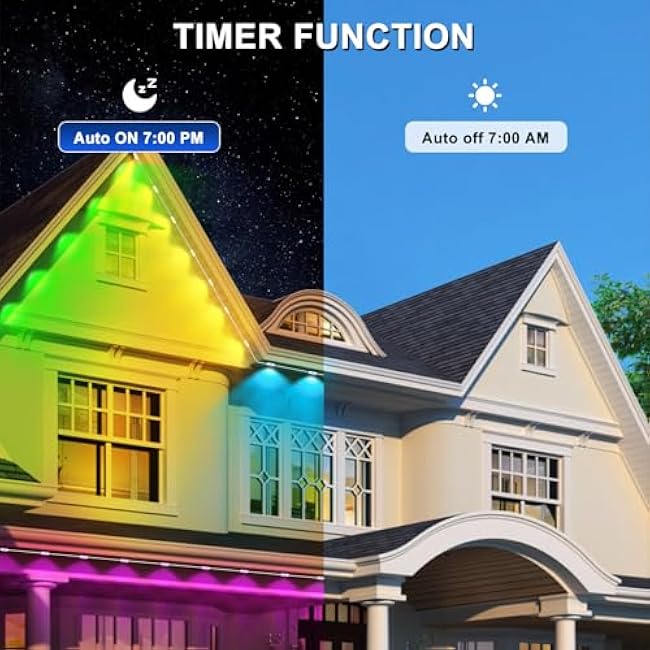 Smart Permanent Outdoor Lights, IP67 Waterproof RGBIC Eaves Lights with App/Remote Control, 100 Scene Modes, Alexa & Google Assistant Compatible, Roof and Garden Lighting for Daily and Holiday Decor