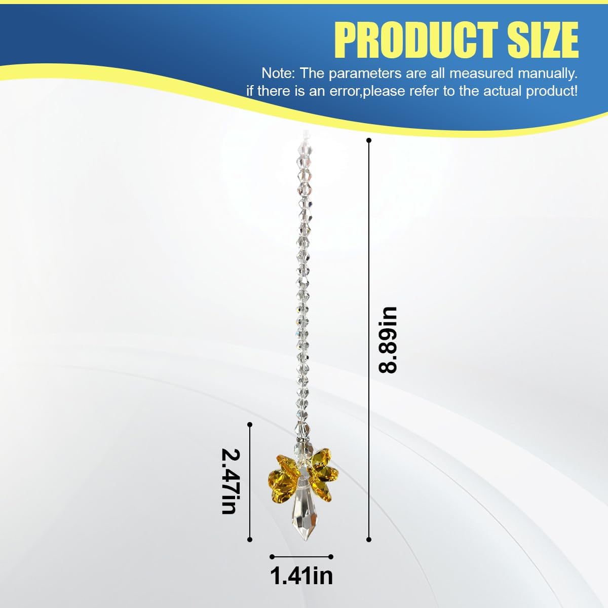 Craedli Angel Crystal Car Hanging Ornament, Cute Rhinestone Car Rear View Mirror Charm Decoration, Luck Healing Diamond Vehicle Interior Pendant Accessories for Cars Home(Yellow) image 2