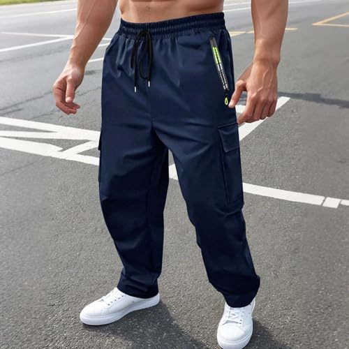 Men's Casual Cargo Sweatpants Loose Drawstring Waist Pants Lightweight Slim Fit Tactical Pants with Multi Pockets 5