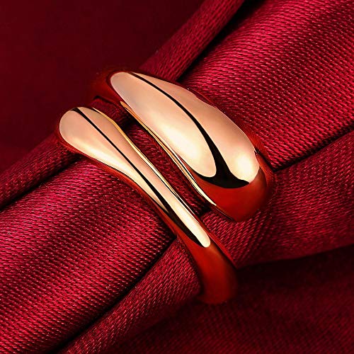 Cutesmile Fashion Jewelry 18K Gold/Rose Gold/White Gold Elongated Teardrop Spoon Open Adjustable Ring (Rose Gold) #TOP4