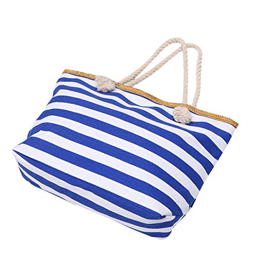 BESPORTBLE Bolsa feminina listrada com estampa de lona, bolsa de mão, bolsa de compras, bolsa de pra