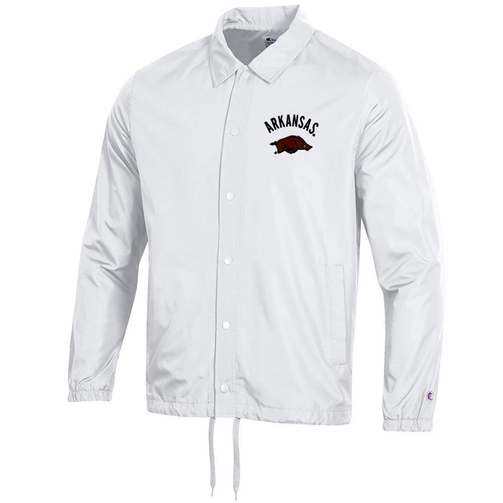 Champion Arkansas Razorbacks Men's White Classic Coaches Jacket (Large,White)