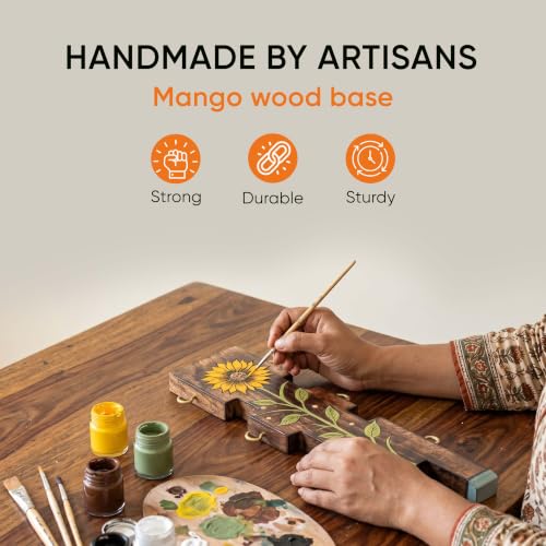 Image of AAKRITI ART CREATIONS Key Holder, Sunflower Wooden Key Hanger | Rustic Wooden Wall Organizer with 6 Hooks | New Home Gifts | Multifunctional Entryway Decor Item