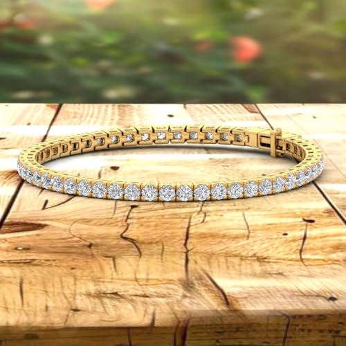 Image of 2 to 7 Carat Natural Diamond Tennis Bracelet for Women in 14K Gold (7 Inch) - IGI Certified (I1-I2 Clarity)