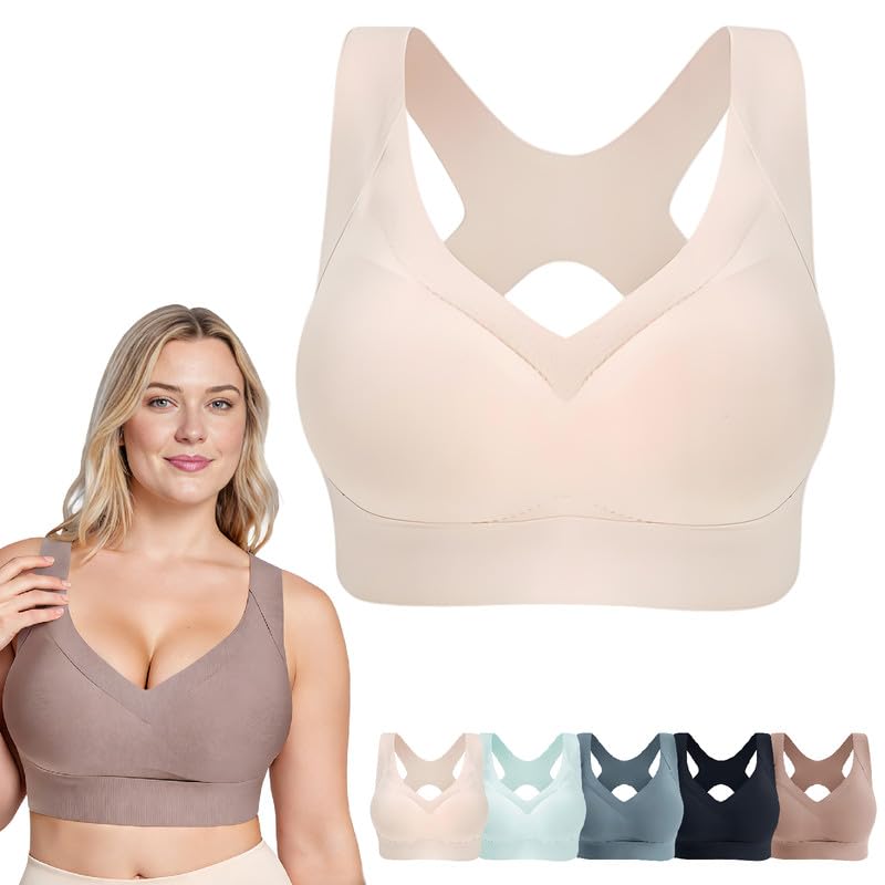 Zoeshape Bras for Older Women Powerful Lifting & Shaping Bra Soft Comfort Wireless (US Alpha XX-Large Regular Regular Skin)