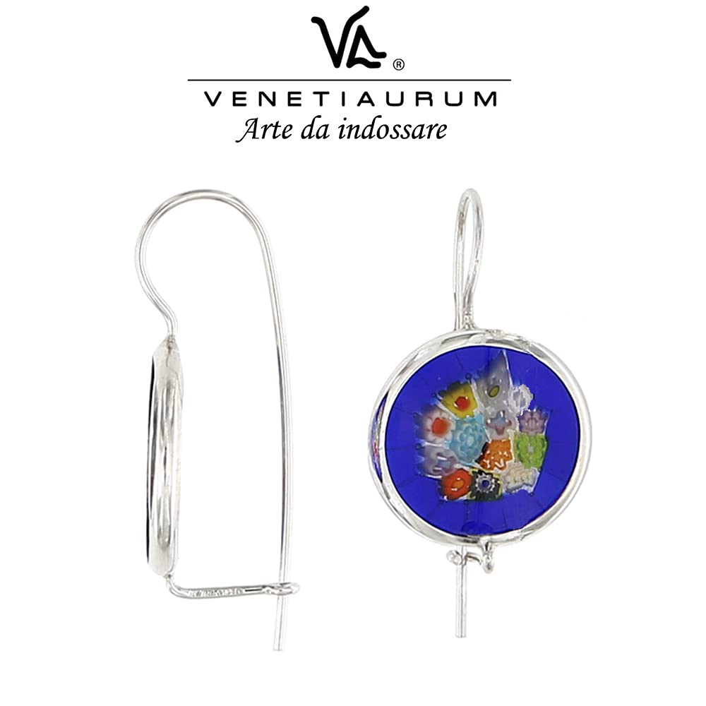 Venetiaurum - Pendientes para Mujer con Murrina en Cristal de Murano Original y Plata 925 - Joya Made In Italy certificada
